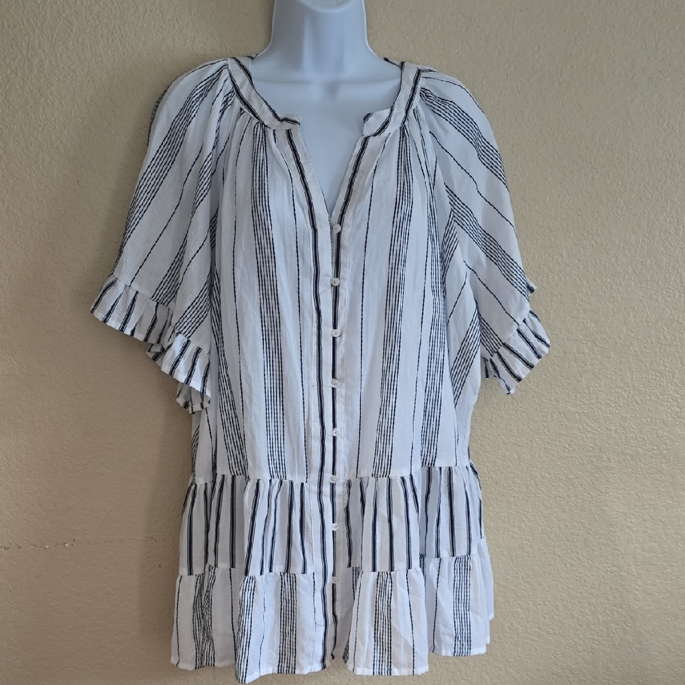 Philosophy Black and White Striped Blouse